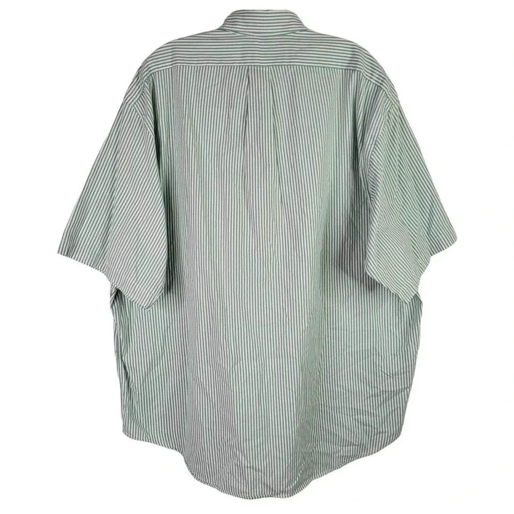Polo Ralph Lauren Big Shirt Oxford Men's L Green Striped SS Button Down Cotton